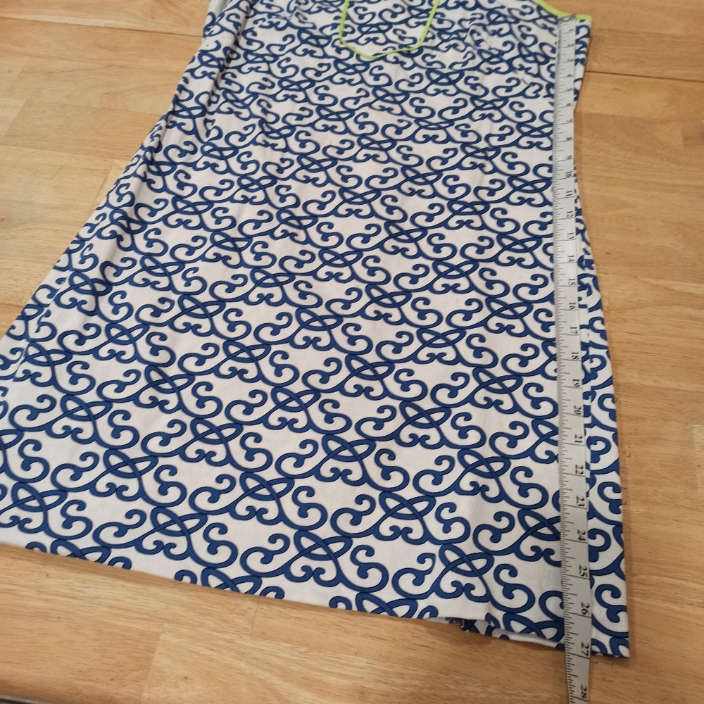 Vince Camuto Navy Blue White Print Sleeveless Cotton Dress Size 6 - Picture 13 of 16